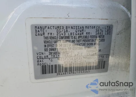 2018 Nissan Sentra S из США, поврежденный, VIN 3N1AB7AP8JY253161